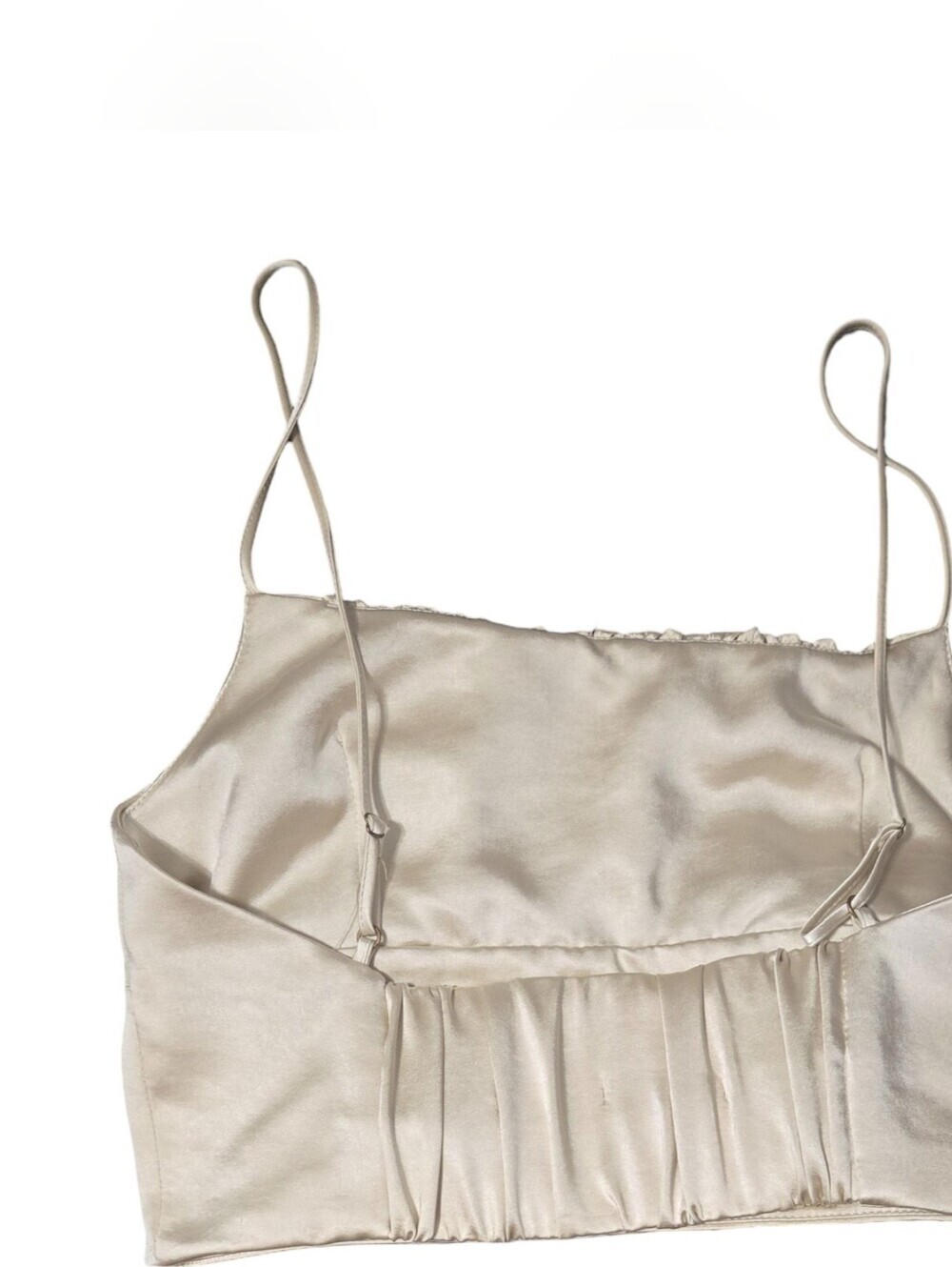 Zara Cream Satin Cami Festival Whimsical Barbiecore Layering Renisance Cropped - Picture 3 of 10